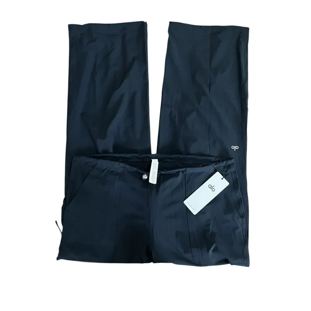 Alo Yoga Megastar Cargo Pants Black Low Rise Wide Leg Size M NWT